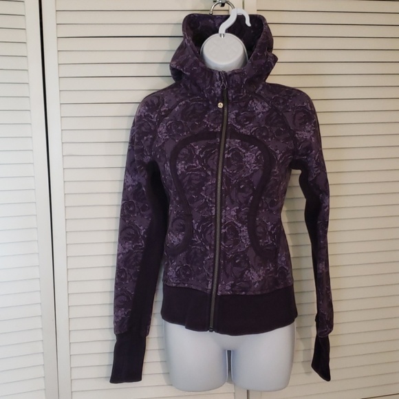LULULEMON Purple Floral Herringbone Scuba Hoodie  - Picture 1 of 5
